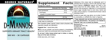 Source Naturals D-Mannose, Potent Urinary Tract & Bladder Health Support*, 500Mg - 30 Capsules