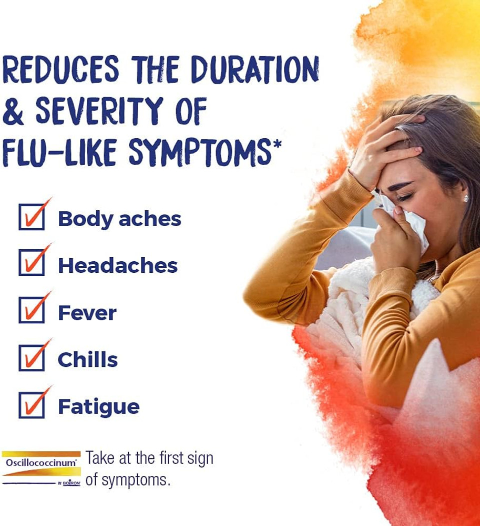 Boiron Oscillococcinum For Relief From Flu-Like Symptoms Of Body Aches, Headache, Fever, Chills, And Fatigue - 12 Count