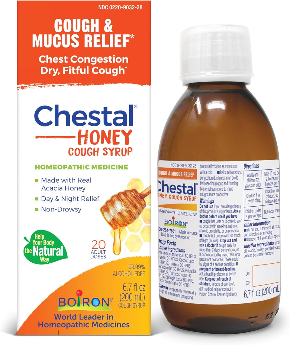 Boiron Chestal Adult Cold And Cough Syrup For Nasal And Chest Congestion, Runny Nose, And Sore Throat Relief - 6.7 Fl Oz