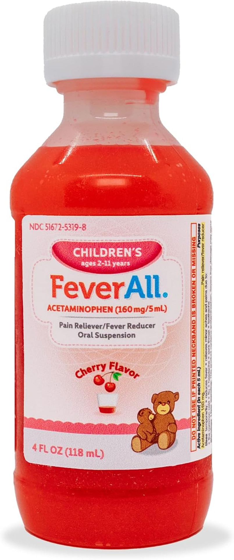 Feverall Liquid Oral Children Fever Reducer/Pain Reliever Cherry Flavor