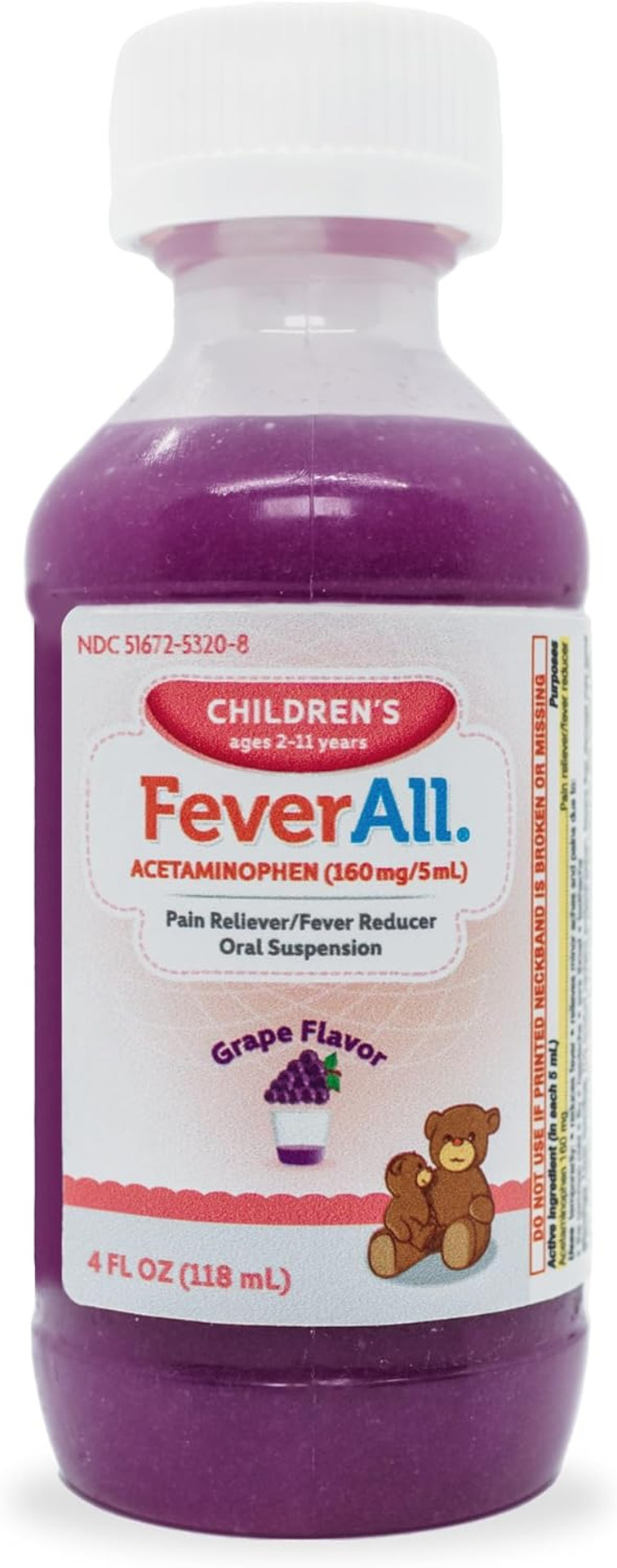 Feverall Liquid Oral Children Fever Reducer/Pain Reliever (4 Oz., Grape)