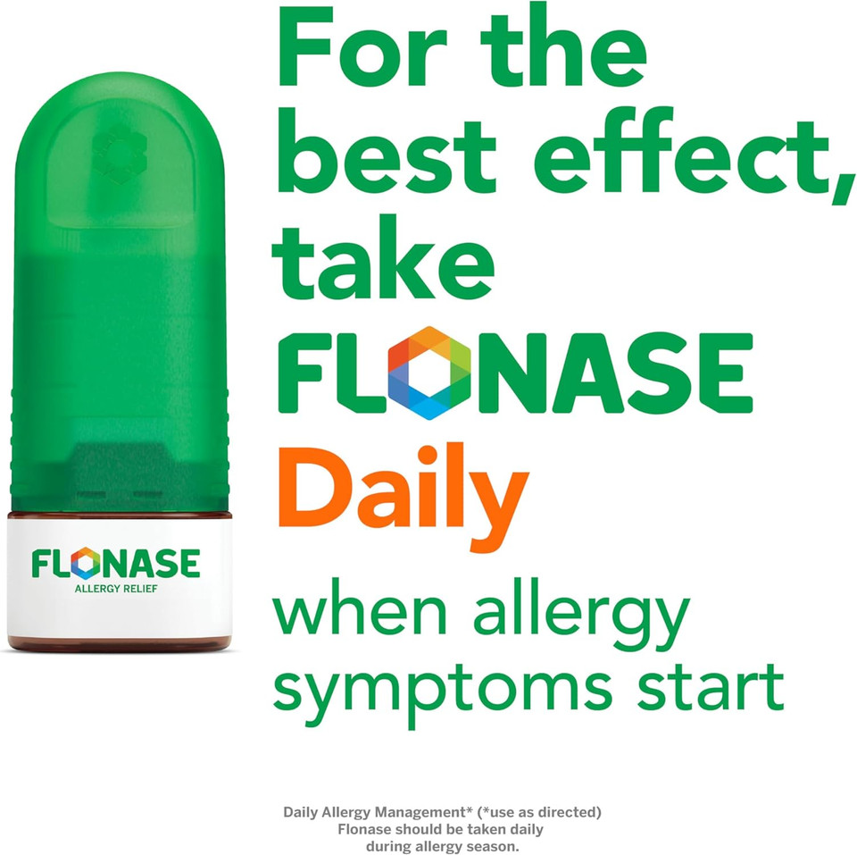 Flonase Allergy Relief Nasal Spray, 24 Hour Non Drowsy Allergy Medicine, Metered Nasal Spray - 144 Sprays- Fall And Seasonal Allergy Relief