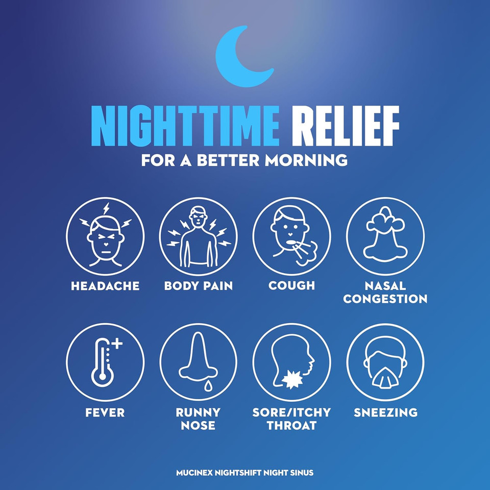 Mucinex Sinus-Max Day Pressure, Pain & Cough & Nightshift Night Sinus Medicine For Adults, Day/Night Combo Pack For Sore Throat Relief, Nasal Congestion Relief, Cough & Cold Medicines, 40 Caplets
