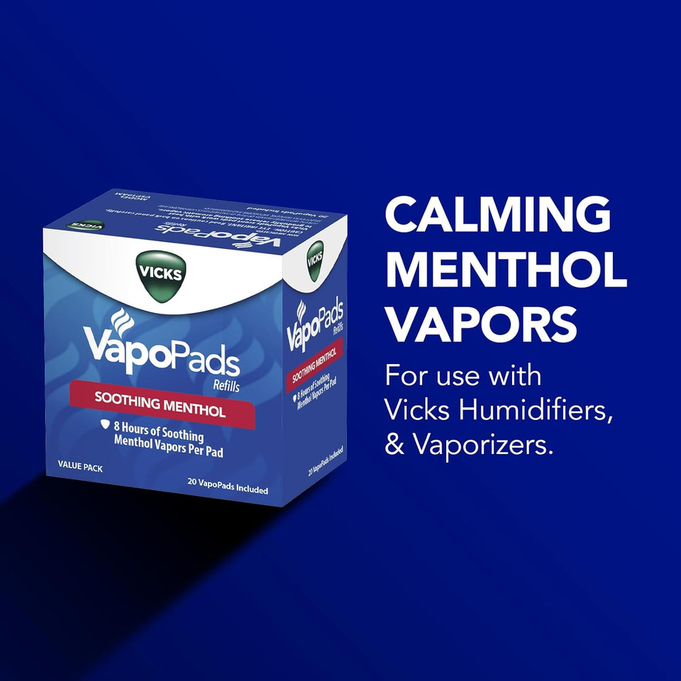 Vicks Vapopads, 20 Count  Soothing Menthol Vapor Pads For Vicks Humidifiers, Vaporizers, Waterless Vaporizers, And Plug-Ins, Vsp-19