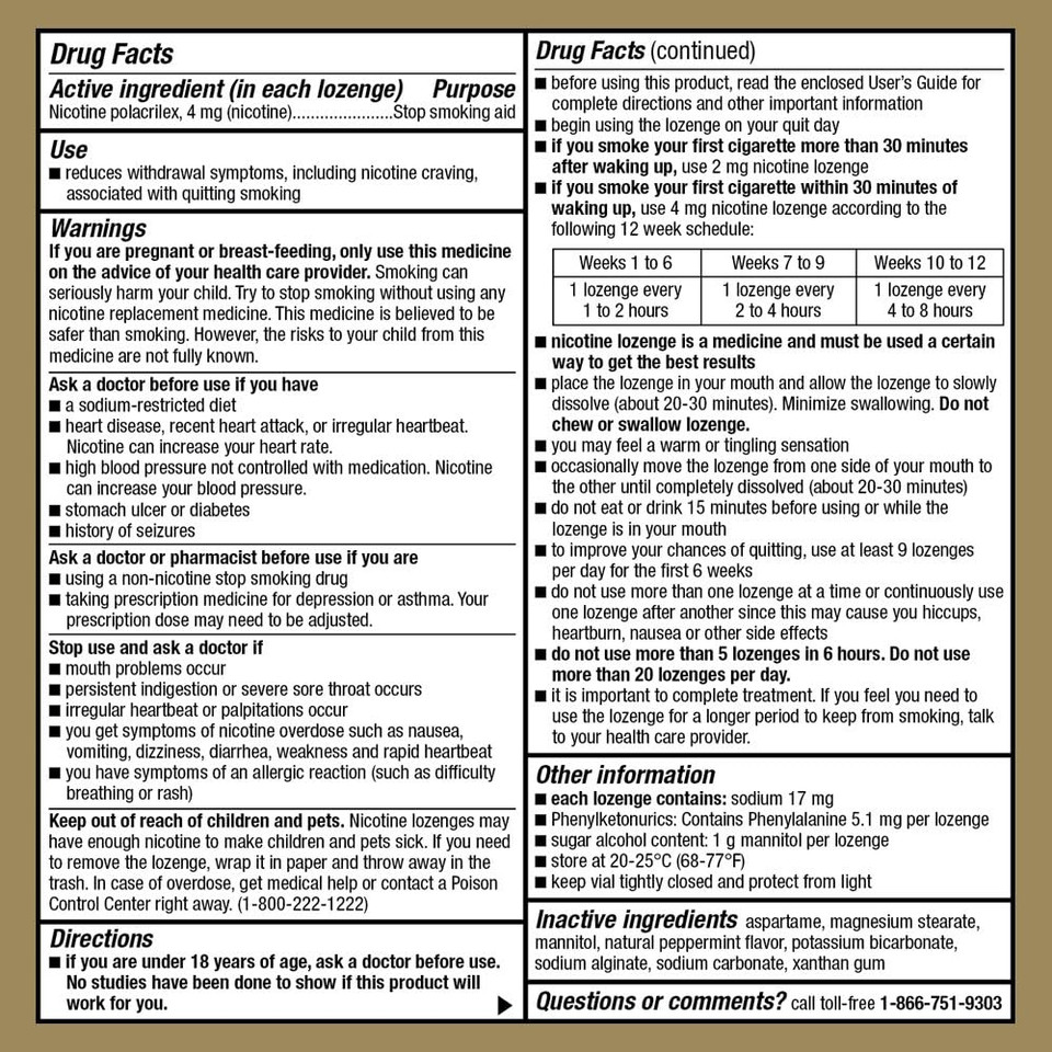 Goodsense Nicotine Polacrilex Lozenge 4 Mg (Nicotine), Mint Flavor, Stop Smoking Aid; Quit Smoking With Nicotine Lozenge, 72 Count