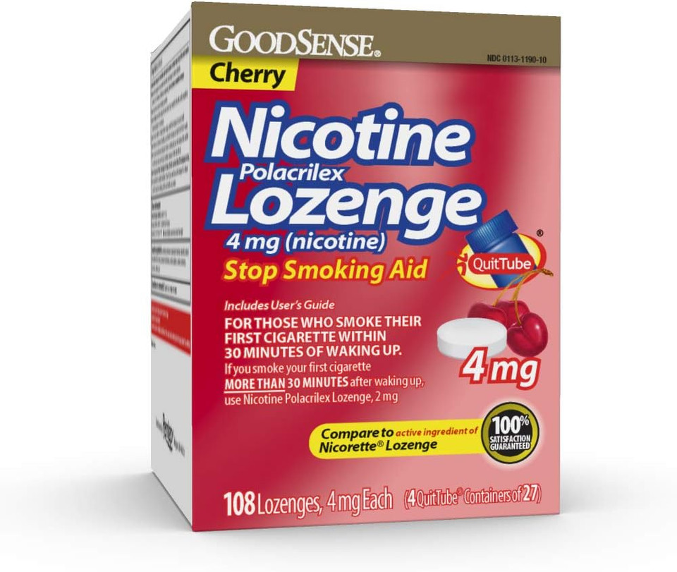 Goodsense Nicotine Polacrilex Lozenge 4 Mg (Nicotine), Mint Flavor, Stop Smoking Aid; Quit Smoking With Nicotine Lozenge, 72 Count