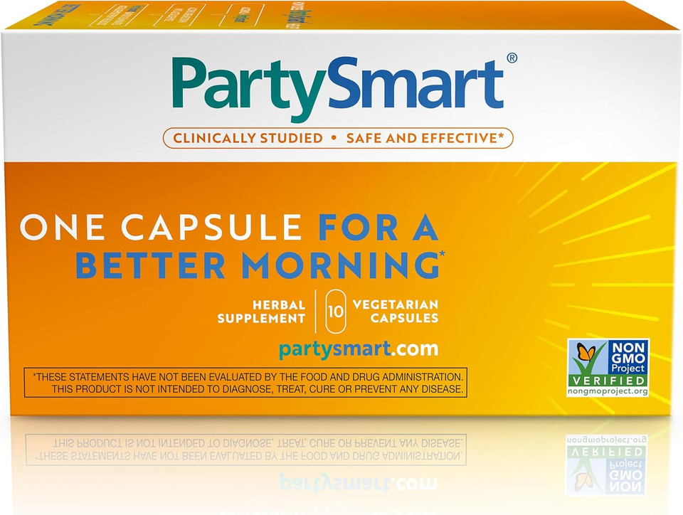 Himalaya Partysmart, One Capsule For A Better Morning After Drinking, Plant Based, Liver Support, Alcohol Breakdown, Clinically Studied, Non-Gmo, Herbal Supplement, 10 Capsules