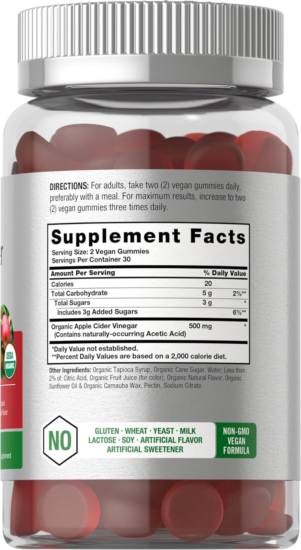 Horbã£Â¤Ach Organic Apple Cider Vinegar Gummies | 60 Gummies | Vegan, Non-Gmo & Gluten-Free Supplement | Usda Organic Acv | Apple Flavor