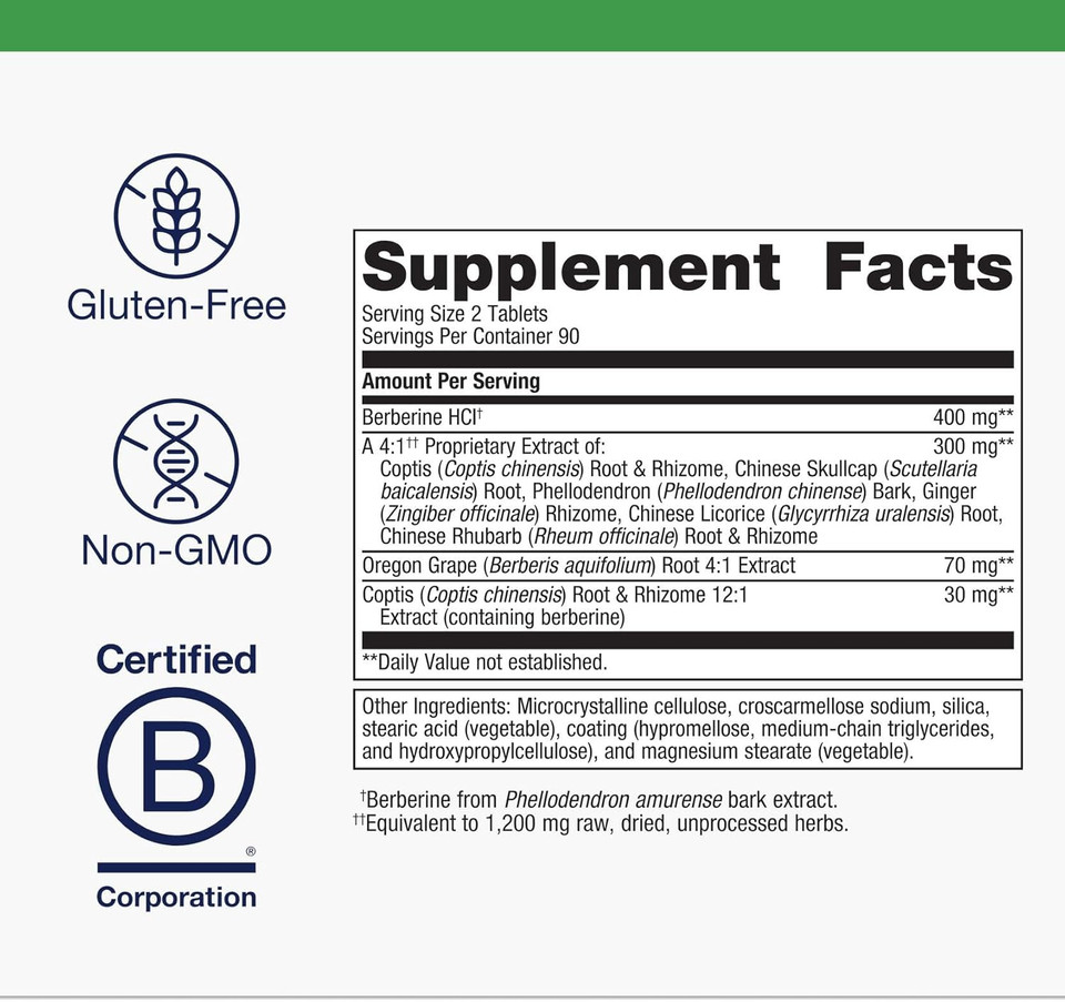 Metagenics Candibactin-Br - Concentrated Berberine For Intestinal Support* - With Berberine, Oregon Grape & Coptis Root Extract - Gut Health Supplements* - Gluten-Free - Vegetarian - 180 Tablets