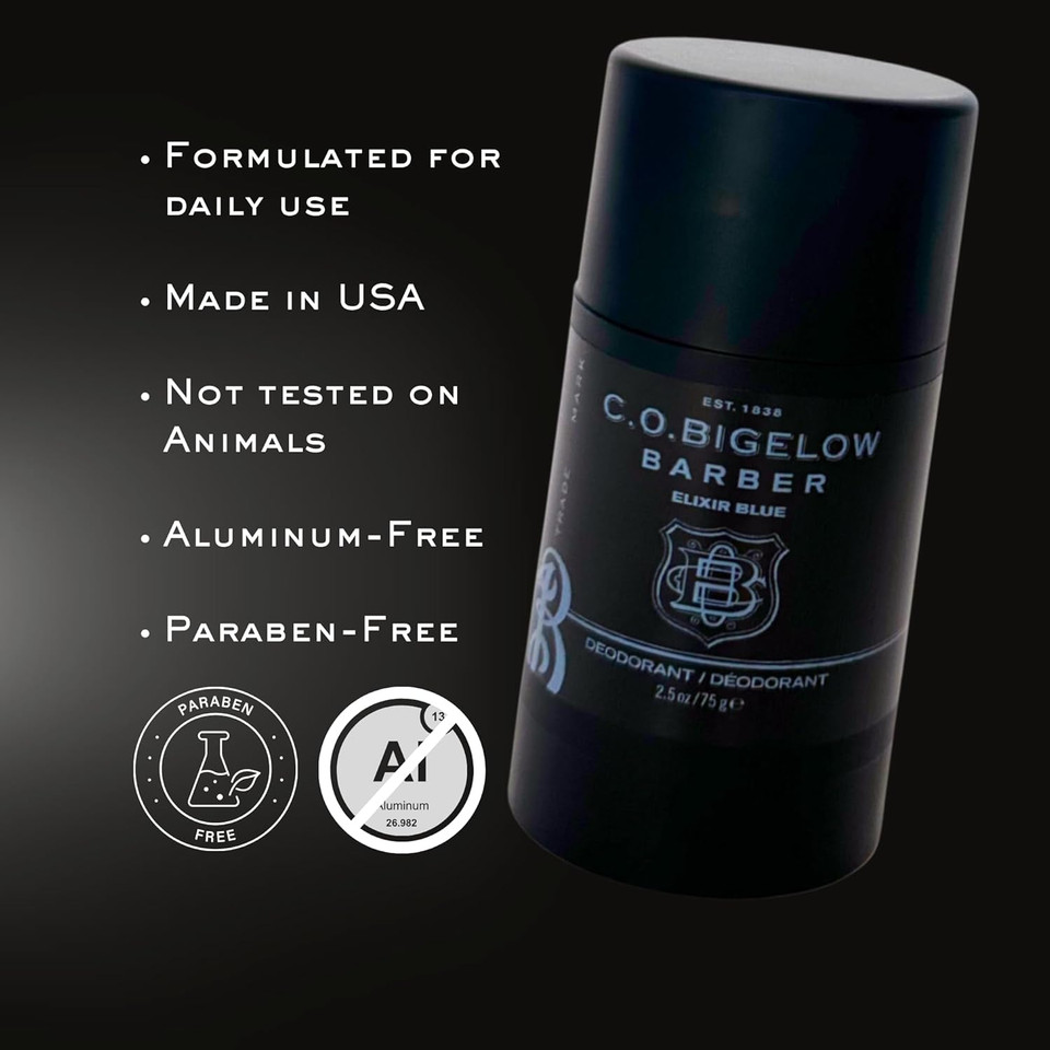 C.O. Bigelow Elixir Blue Aluminum Free Deodorant No. 1621, Gel Deodorant Stick, 2.5 Oz