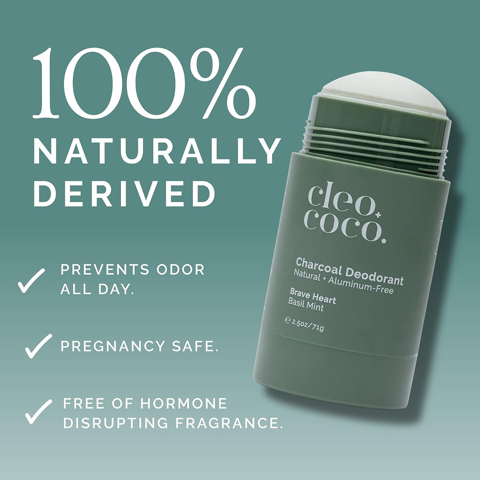 Cleo+Coco Natural Deodorant For Women & Men, Aluminum Free With Organic Coconut Oil, Activated Charcoal For 24-Hour Odor Protection And All-Day Performance, Made In The Usa - Basil Mint 2.5Oz Cleo+Coco Natural Deodorant For Women & Men, Aluminum Free With Organic Coconut Oil, Activated Charcoal For 24-Hour Odor Protection And All-Day Performance, Made In The Usa - Basil Mint 2.5Oz