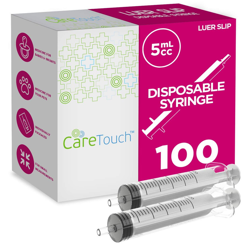 Care Touch Ctsls5E With Luer Slip Tip - 100 Sterile Syringes By Care Touch  No Needle, Great For Dispensing Oral Medicine And Home Care