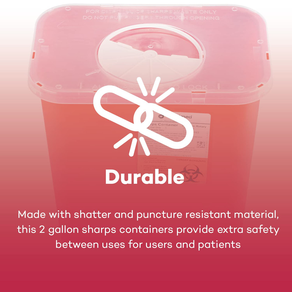Dealmed Sharps Container, 2 Gallon Rotor Opening, Made In The Usa, Red (Pack Of 1)