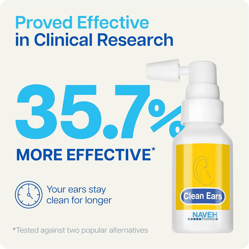 Naveh Pharmaã¢Â® Cleanears | Fast-Acting Ear Wax Removal Drops | Breaks Down & Dissolves Wax In Just 1 Treatment | Clinically Proven To Be 37% More Effective | All-Natural, Gentle & Safe | 1 Fl Oz