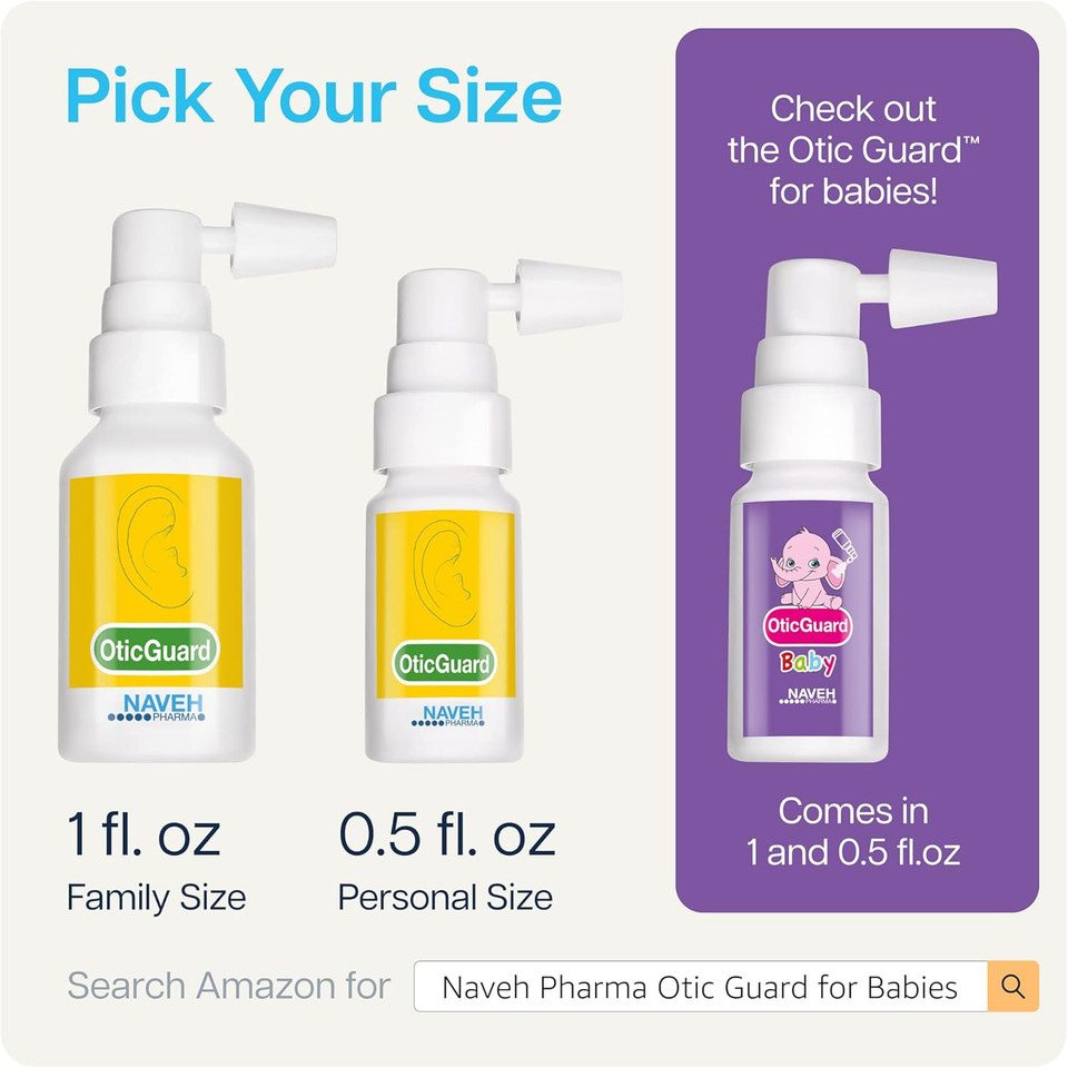 Naveh Pharma Otic Guard - Natural Ear Spray Drops | Organic Herbal Sweet Oil Blend 3 In 1| Itchy Ear, Swimmer'S Ear, & Ear Wax Removal | Clogged Ears | 1 Fl Oz