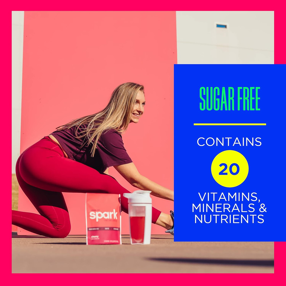 Advocare Spark Vitamin & Amino Acid Supplement - Focus & Energy Drink Powder Mix With Vitamin A, B-6, C & E - Also Includes L-Carnitine & L-Tyrosine - Cherry, 14 Stick Packs