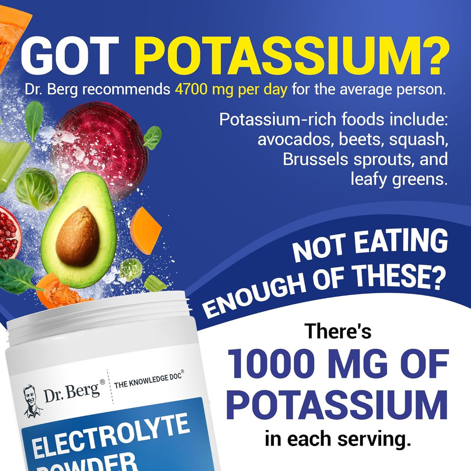Dr. Berg Zero Sugar Hydration Keto Electrolyte Powder - Enhanced W/ 1000 Mg Of Potassium & Real Pink Himalayan Salt (Not Table Salt) - Raspberry & Lemon Flavor Hydration Drink Supplement, 100 Servings