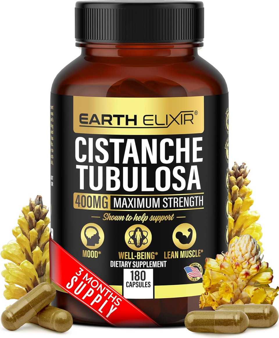 Cistanche Tubulosa 400 Mg (180 Capsules) 3 Months Supply  Made In Usa - 3Rd Party Tested - Cistanche Supplement - Zero Fillers - Max Purity - Nootropics - 100% Pure Cistanche Herb