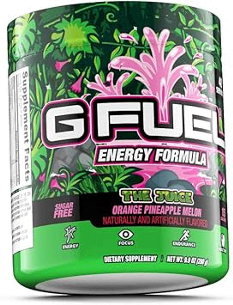 G Fuel The Juice Energy Powder, Sugar Free, Clean Caffeine Focus Supplement, Water Mix, Orange, Pineapple & Melon Punch Flavor, Focus Amino, Vitamin + Antioxidants Blend - 9.9 Oz (40 Servings)