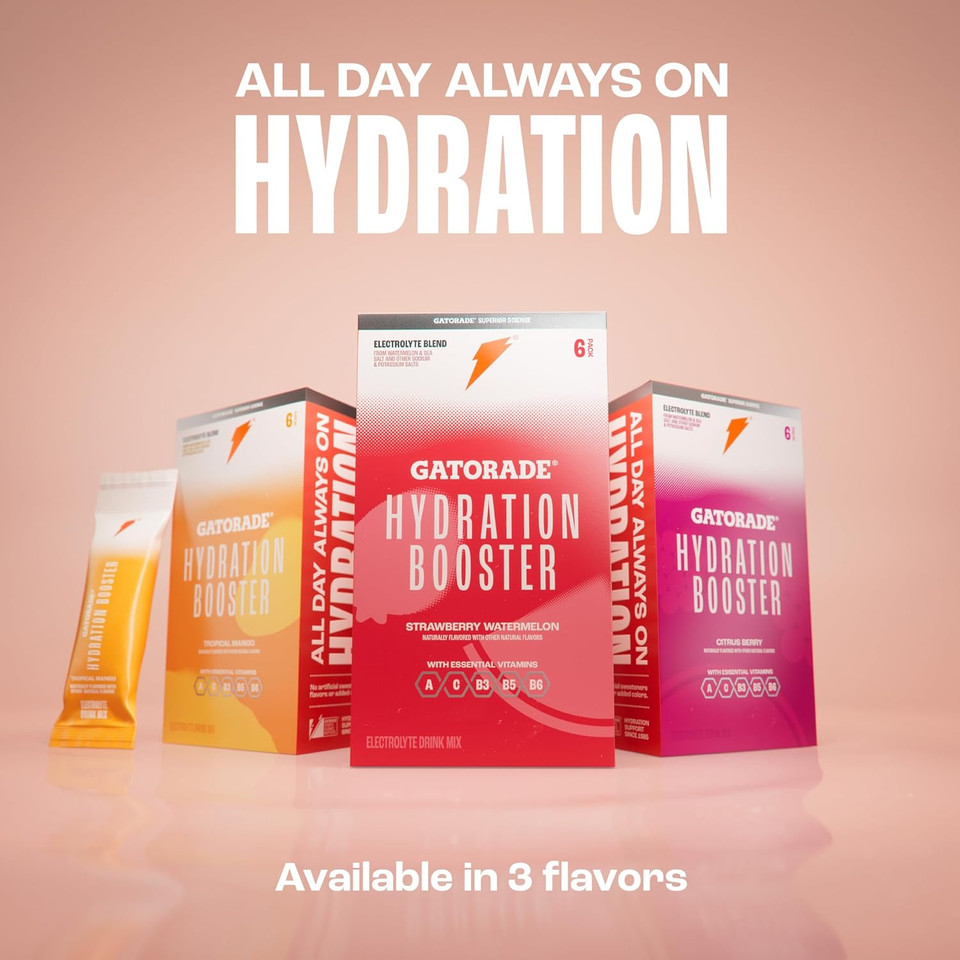 Gatorade Hydration Booster, Strawberry Watermelon, Makes 20 Fl Oz (Pack Of 6)