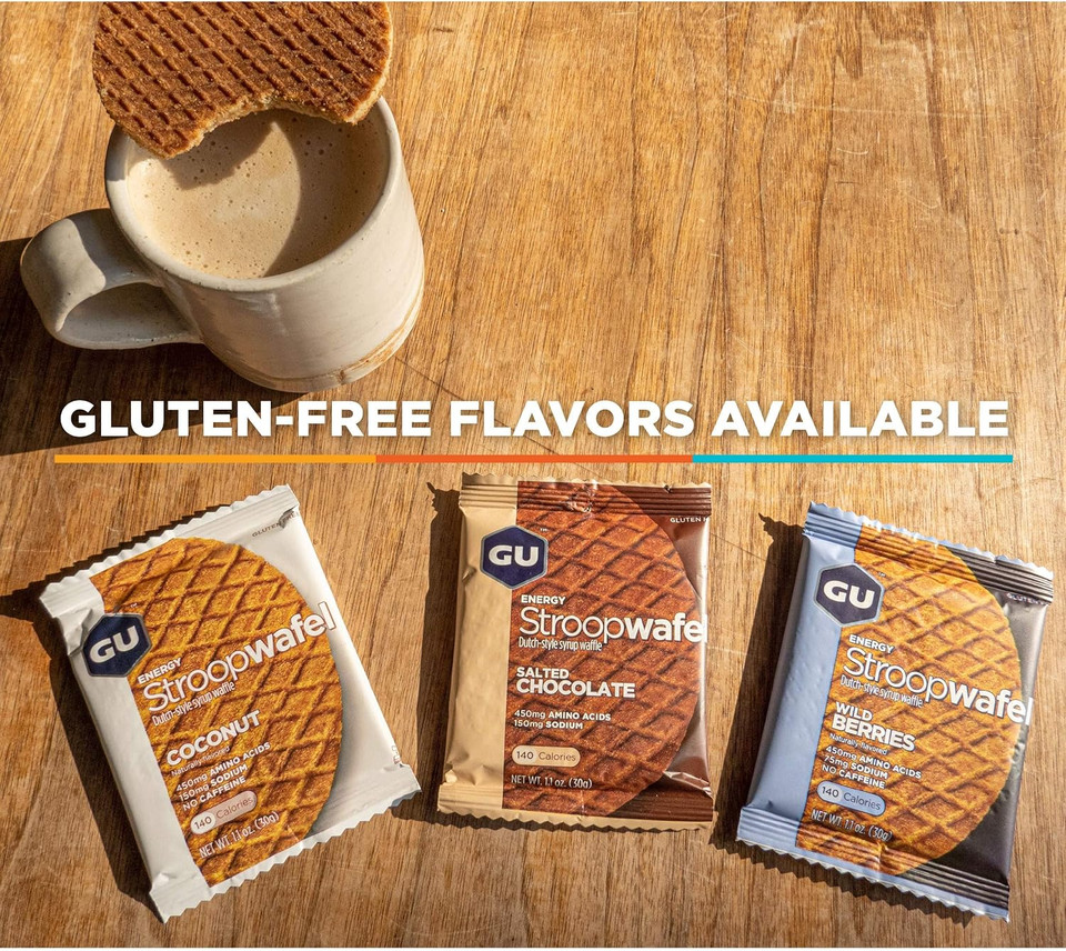 Gu Energy Stroopwafel Coconut Sports Nutrition Waffle, Caffeine-Free, Gluten-Free, And Kosher Dairy, On-The-Go Energy For Any Workout, 16 Count
