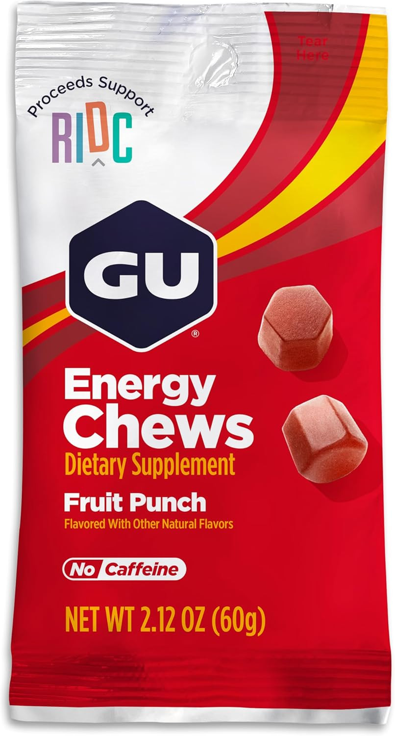 Gu Energy Chews, Orange Energy Gummies With Electrolytes, Vegan, Gluten-Free, Kosher, Caffeine-Free, And Dairy-Free On-The-Go Energy For Any Workout, 12 Bags (24 Servings Total)