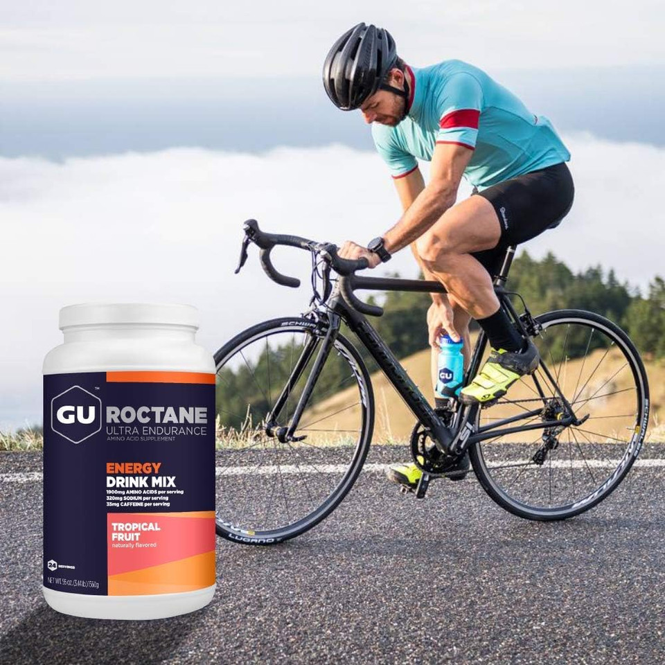 Gu Energy Roctane Ultra Endurance Energy Drink Mix, Vegan, Gluten-Free, Kosher, 35Mg Of Caffeine, And Dairy-Free N-The-Go Energy For Any Workout, 3.44-Pound Jar, Tropical Fruit Gu Energy Roctane Ultra Endurance Energy Drink Mix, Vegan, Gluten-Free, Kosher, 35Mg Of Caffeine, And Dairy-Free N-The-Go Energy For Any Workout, 3.44-Pound Jar, Tropical Fruit