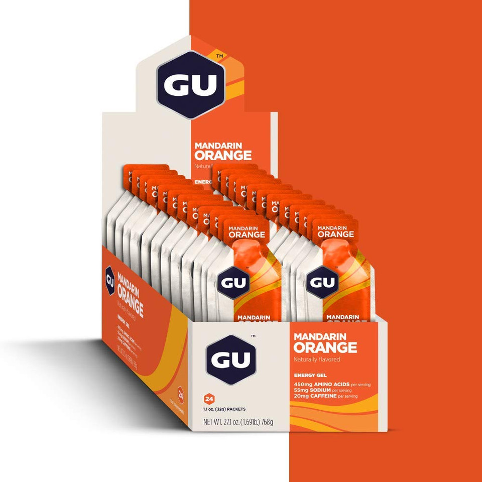 Gu Energy Original Sports Nutrition Energy Gel, Vegan, Gluten-Free, Kosher, And Dairy-Free On-The-Go Energy For Any Workout, 24-Count, Mandarin Orange