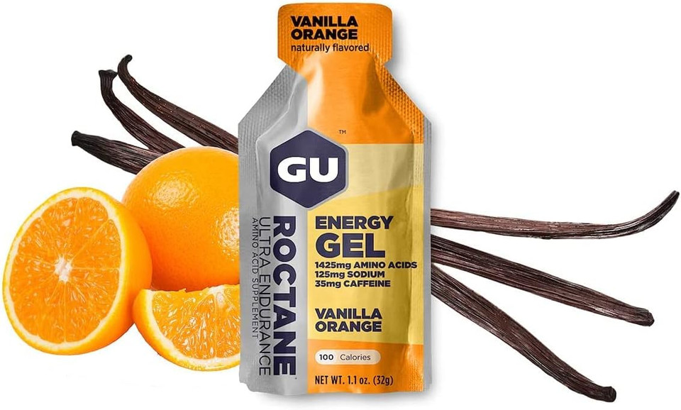 Gu Energy Roctane Ultra Endurance Energy Gel, Vegan, Gluten-Free, Kosher, And Dairy-Free On-The-Go Sports Nutrition For Running, Biking, Hiking Or Skiing, Sea Salt Chocolate, 24-Count