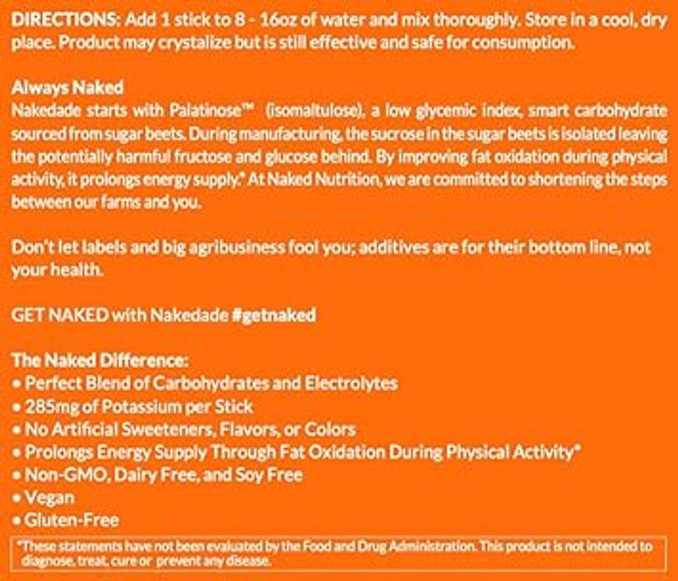 Nakedade  Performance Enhancing Sports Drink Powder - Citrus Flavor Electrolyte Powder  No Gmos Or Artificial Sweeteners, Gluten-Free, Soy-Free, Dairy-Free 