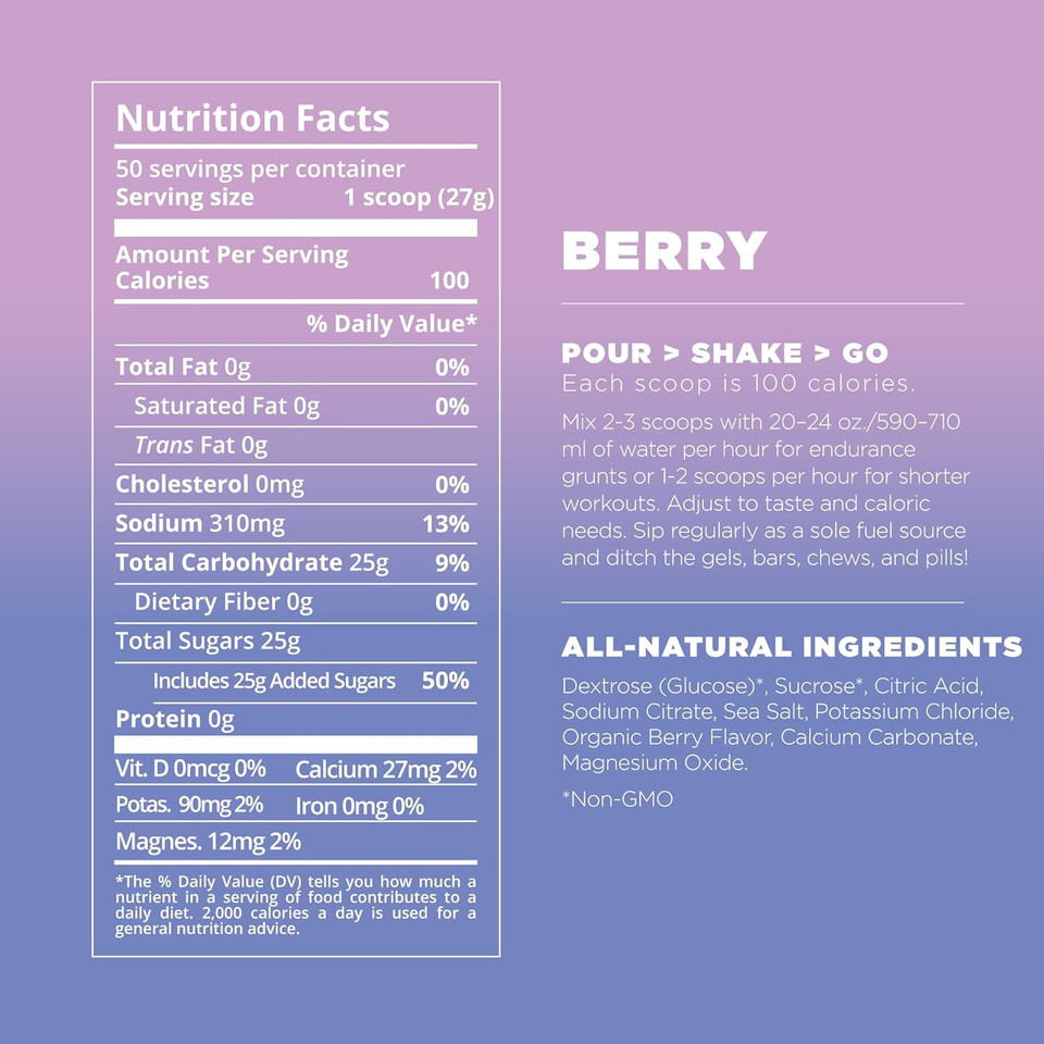 Tailwind Nutrition Endurance Fuel, Electrolyte & Hydration Sports Drink Mix Powder, Gluten-Free, Vegan, Berry, 50 Servings