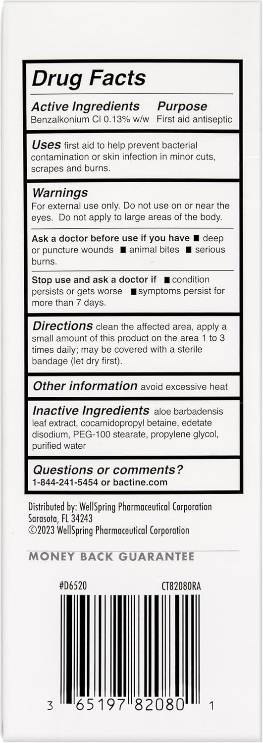 Bactine Max First Aid Wound Wash - Antiseptic Liquid Kills 99.9% Of Germs - Infection Protection For Minor Cuts, Scrapes, And Burns - First Aid Solution - 8Fl Oz