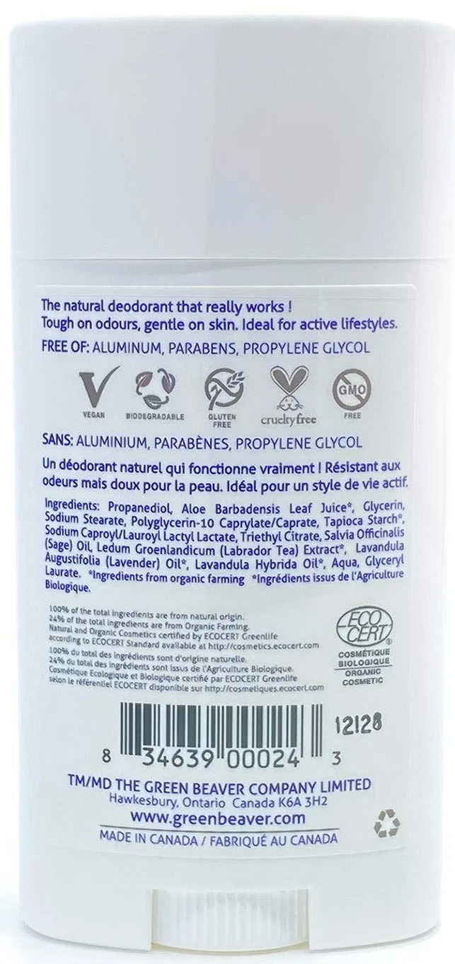 Green Beaver Lavender Deodorant Stick, 50 Grams