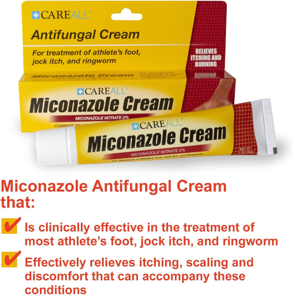 Careall Miconazole Nitrate 2% Antifungal Cream 1.0 Oz. (6 Pack), Clinically Effective Treatment For Most Athleteã¢ÂS Foot, Jock Itch, Ringworm, Sooths And Relieves From These Conditions