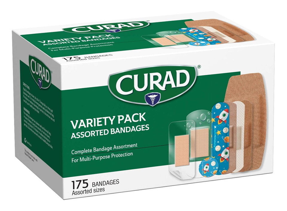 Curad Family Bandage Variety Pack, 4 Styles Included; Waterproof, Galaxy, Flex-Fabric, Heavy Duty, 175 Bandages
