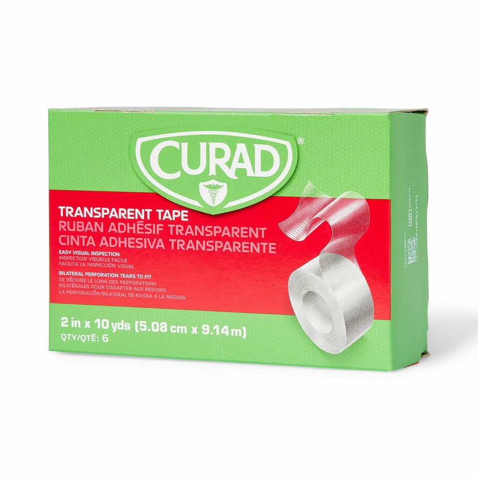 Cuard Tear-To-Fit Clear Plastic Tape, 2 Inch X 10 Yards Per Roll, Box Of 8