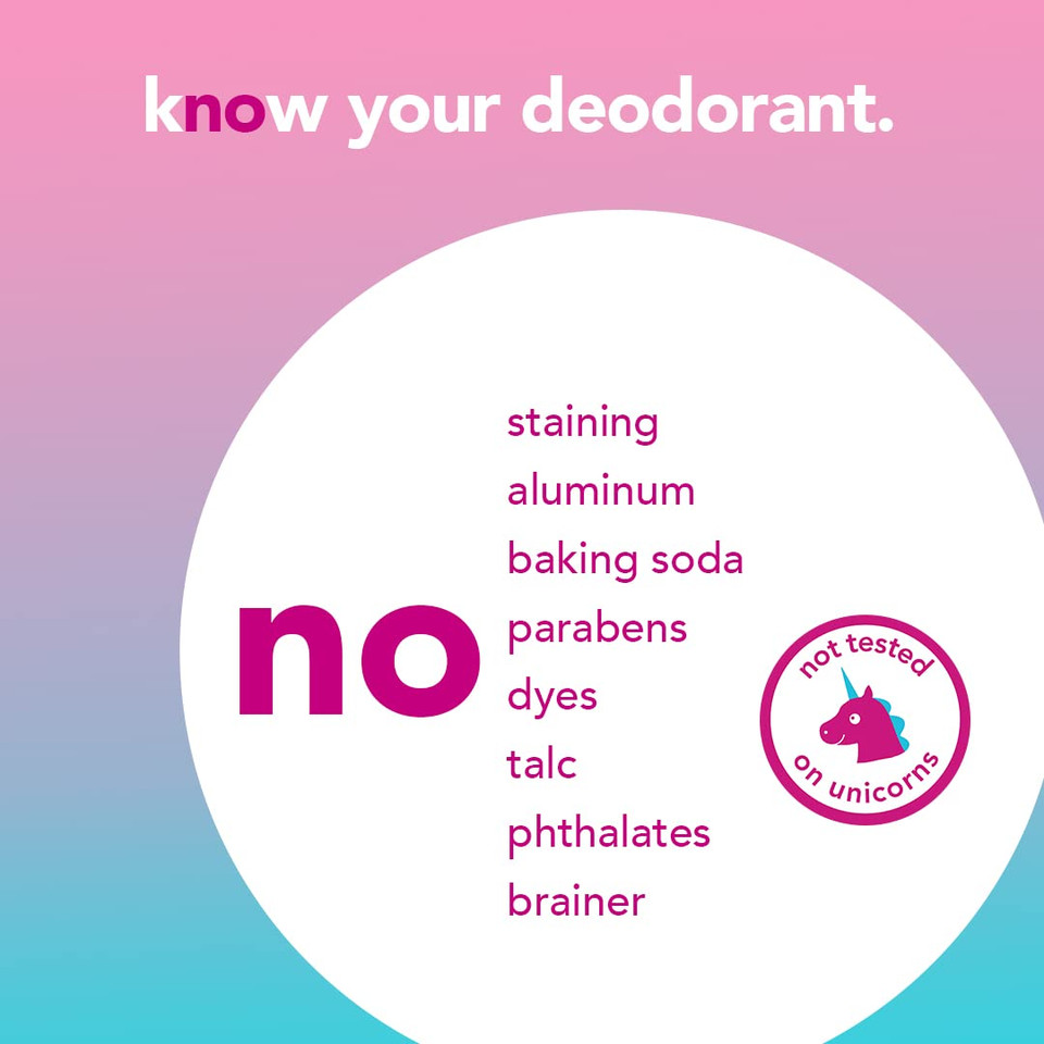 Hello Unicorn Aluminum Free Deodorant For Women, Girls, Safe For Kids, Dermatologically Tested, Natural Fragrance, 2 Pack