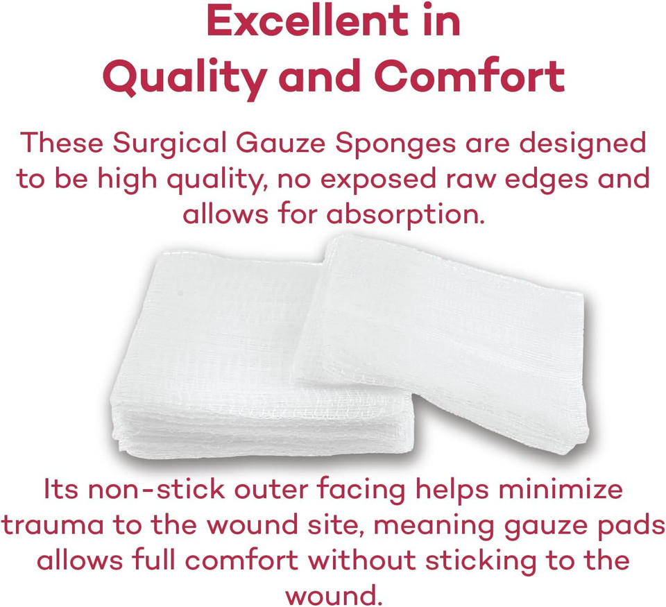 Dealmed 2" X 2" Surgical Sponges, 8-Ply, Non-Woven Absorbent Gauze Sponges For Wound Care, First Aid Kits And Medical Facilities, 200 Count (Pack Of 4)