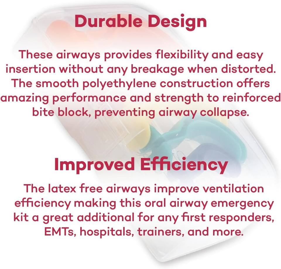 Dealmed Berman Airway Kit  Disposable Oral Airway Kit, 6 Pieces, Ideal For Emt Supplies Kit, First Aid Kit, Medical Supplies Kit