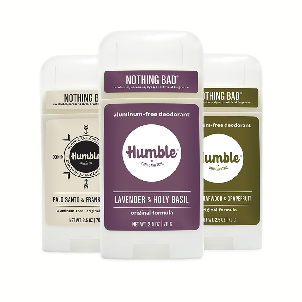 HUMBLE BRANDS Original Formula Aluminum-free Deodorant. Long Lasting Odor Control with Baking Soda and Essential Oils, Assorted, 3-Pack2.50 Ounce (Pack of 3)