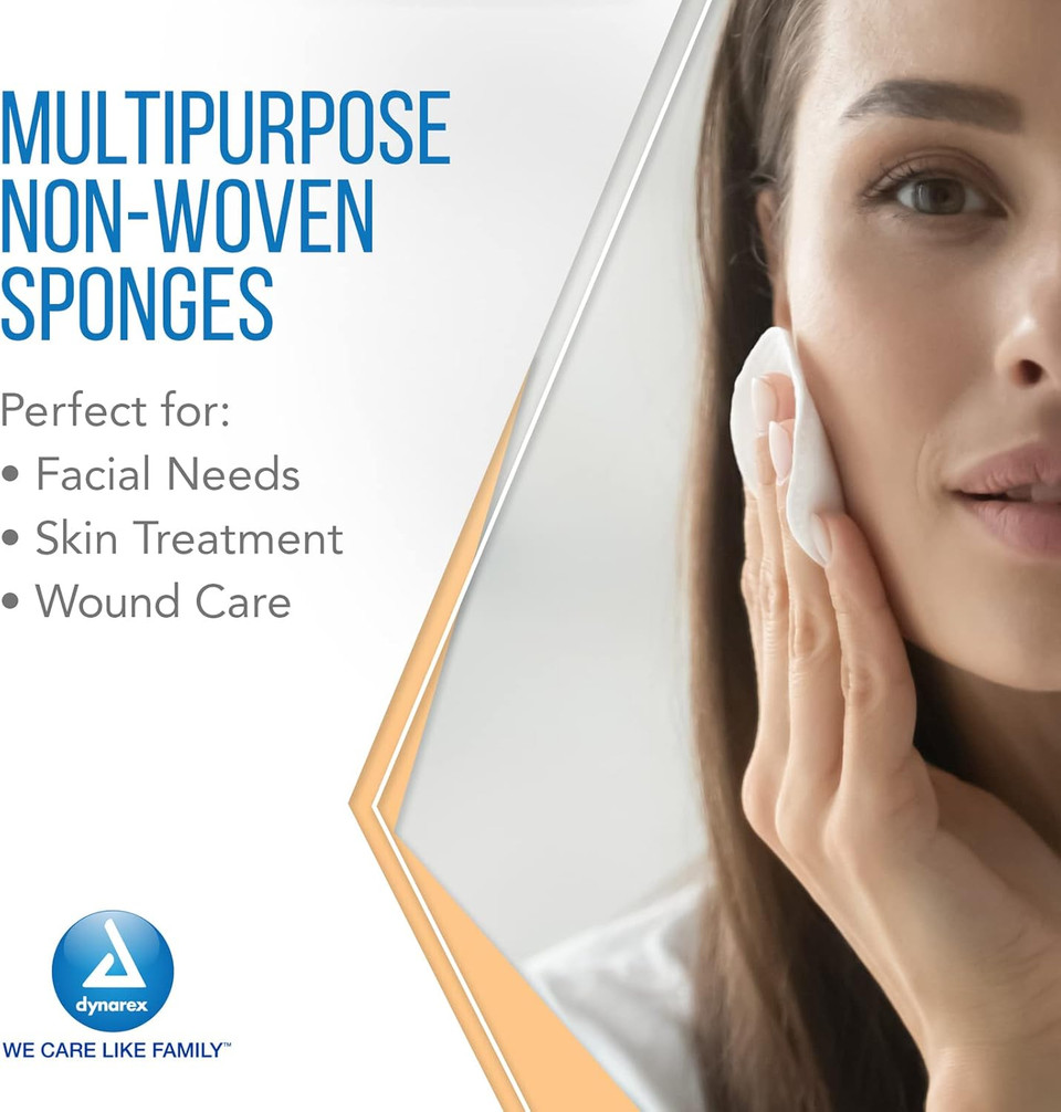 Dynarex Non-Woven Sponges, Non-Sterile, Gauze Sponges, Highly-Absorbent, 3"X 3", 4 Ply, 1 Case Of 4000 (20 Boxes Of 200)