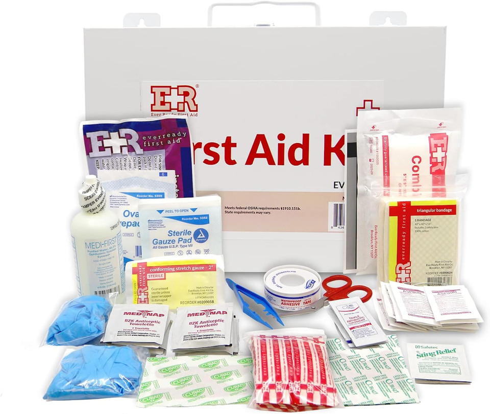 Ever Ready First Aid 107 Piece 25 Person First Aid Kit With Metal Case, Osha Compliant