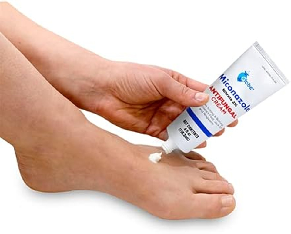 Globe Miconazole Nitrate 2% Anti-Fungal Cream (4 Oz Tube), Cures Most Athletes Foot, Jock Itch, And Ringworm