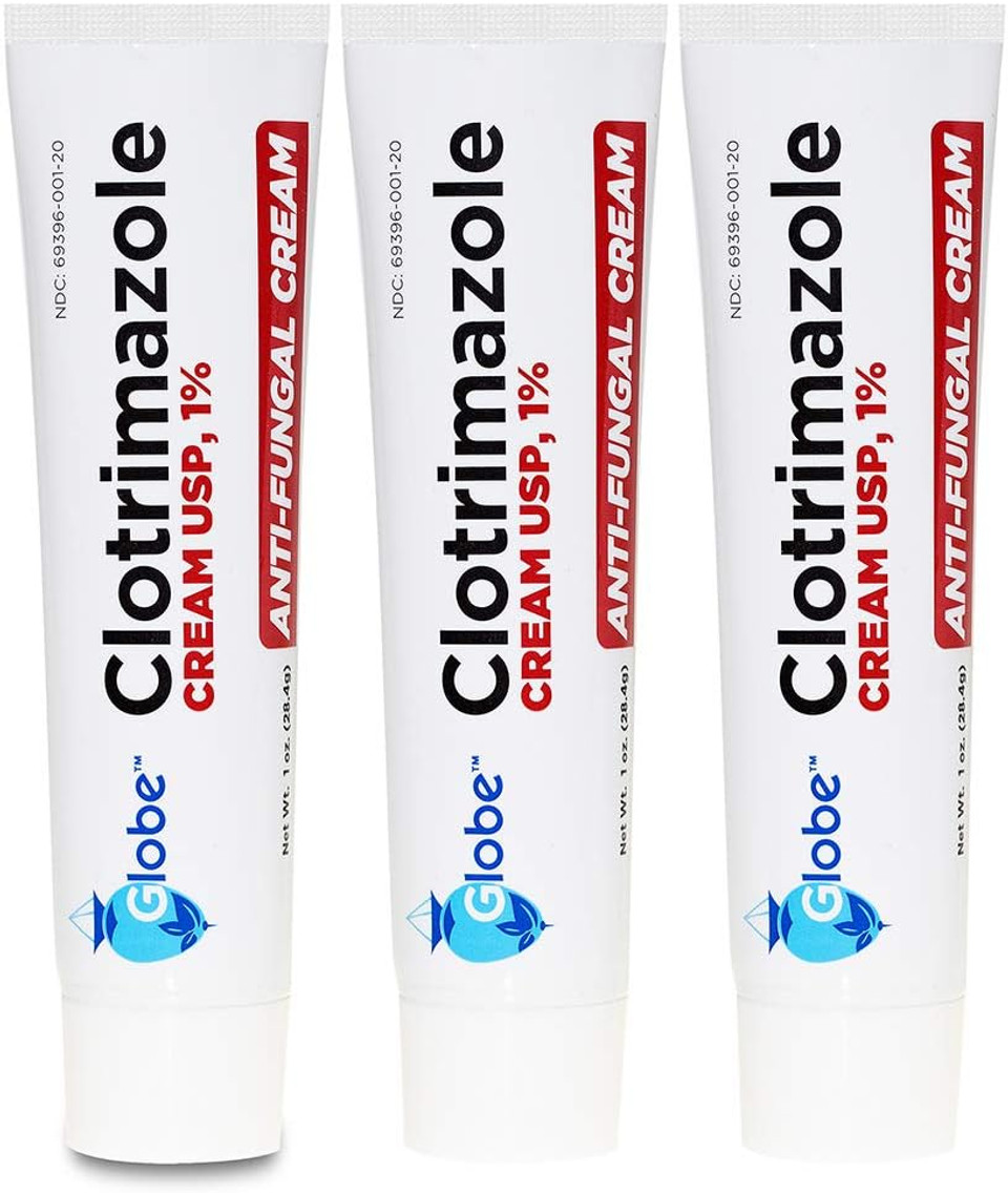 Globe (3 Pack) Clotrimazole Cream 1% (1 Oz) Cures Athleteã¢ÂS Foot, Jock Itch, Ringworm. Relieves The Itching, Irritation, Redness, Scaling And Discomfort