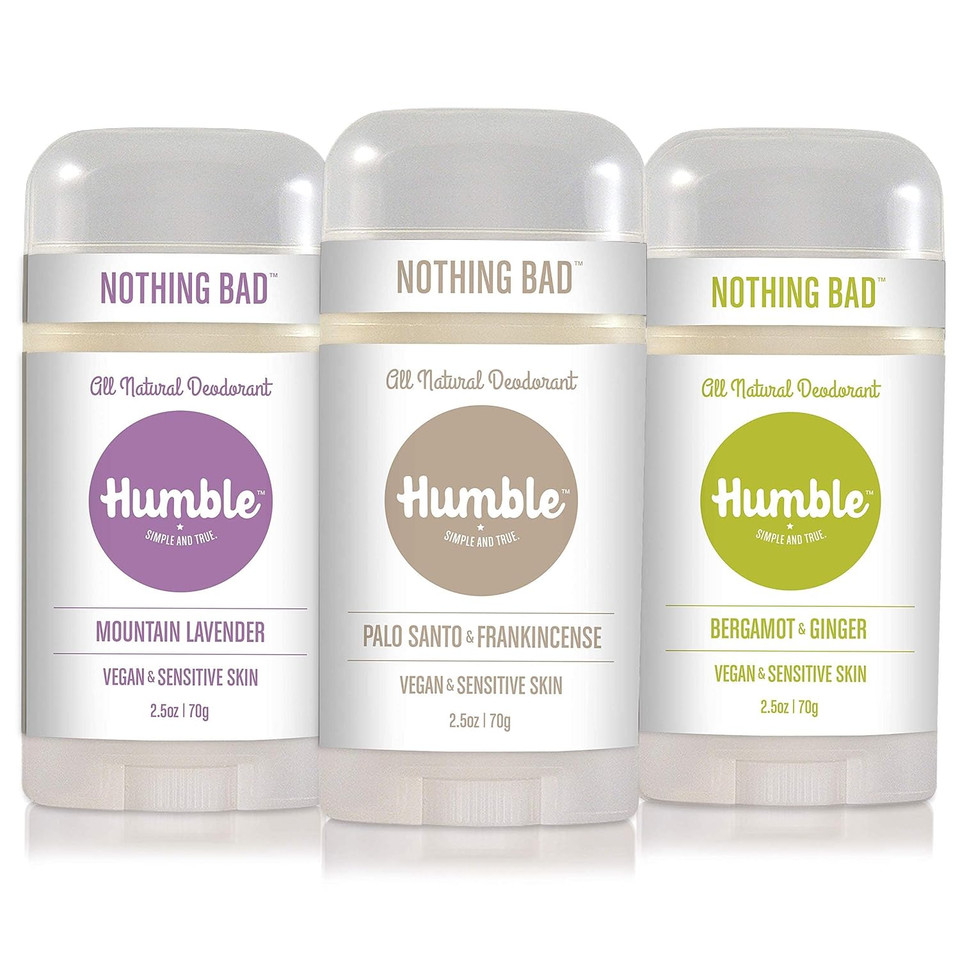 Humble Brands Vegan Deodorant Sensitive Skin Trio With Palo Santo & Frankincense, Mountain Lavender, And Bergamot & Ginger, 2.5 Ounce (Pack Of 3)