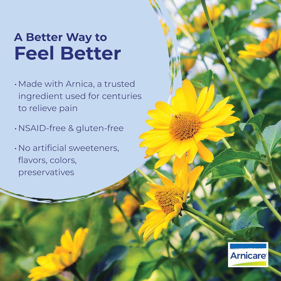 Boiron Arnicare Tablets For Pain Relief From Muscle Pain, Joint Soreness, Swelling From Injury Or Bruises - 60 Count