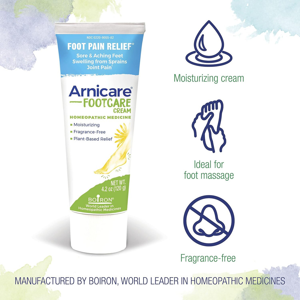Boiron Arnicare Footcare Cream For Foot Pain Relief From Aches, Soreness, Joint Pain, And Swelling From Sprains - 4.2 Oz