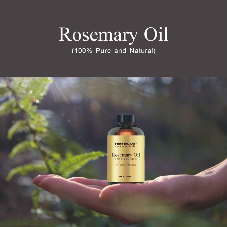 First Botany, 100% Pure Rosemary Essential Oil - Premium Rosemary Oil For Aromatherapy, Massage, Topical & Household Uses - 1 Fl Oz (Rosemary)