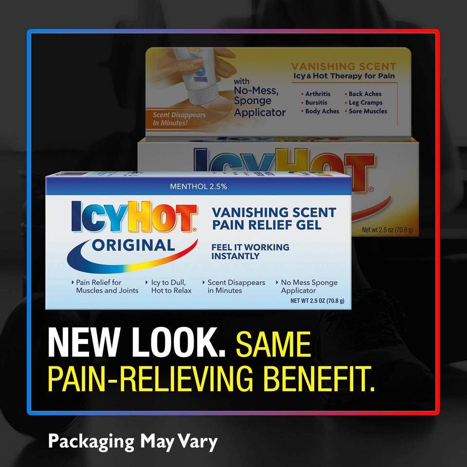Icy Hot Vanishing Scent Pain Relief Gel With Menthol, 2.5 Ounces (Pack Of 4)