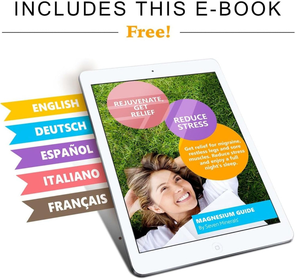 Seven Minerals Relaxing Leg Magnesium Spray, Powerful Blend Of Essential Oils (Orange, Cedarwood, & Lavender), That Calms Legs Naturally. 4 Fl Oz